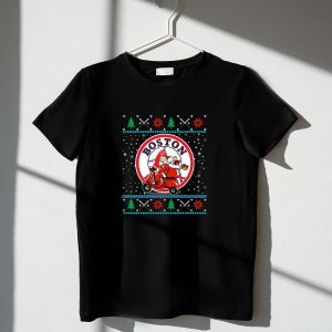 Boston Red Sox Santa Christmas T-Shirt - Festive Scooter Design