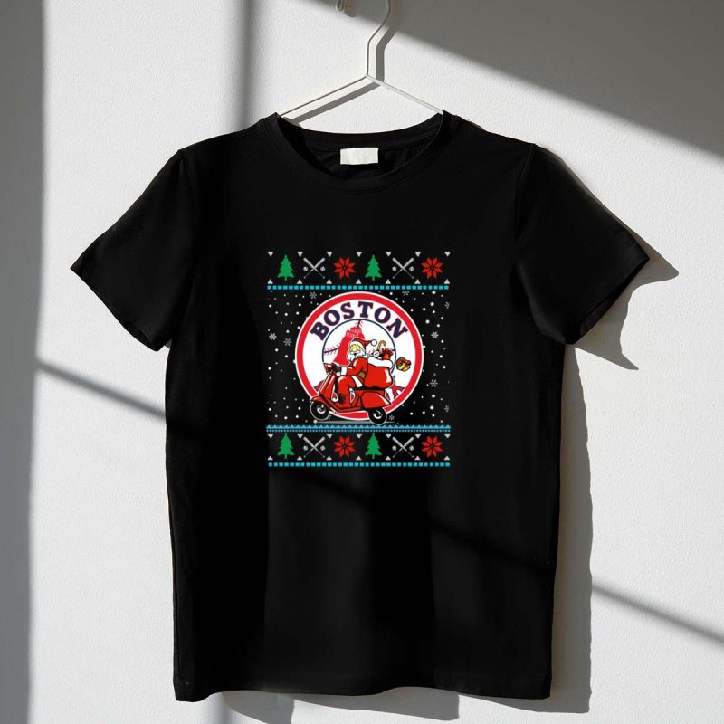 Boston Red Sox Santa Christmas Scooter T Shirt t shirt 1 1