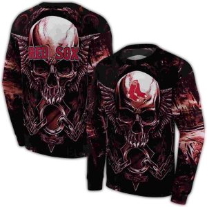 Boston Red Sox Skull Artwork All Over Print Sweatshirt