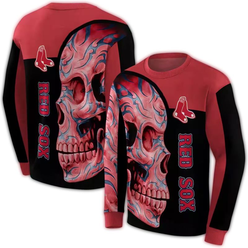 Boston Red Sox Skull Motif AOP Sweatshirt 1