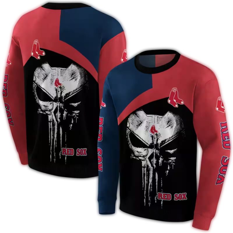 Boston Red Sox Skull Punisher AOP Sweatshirt 1