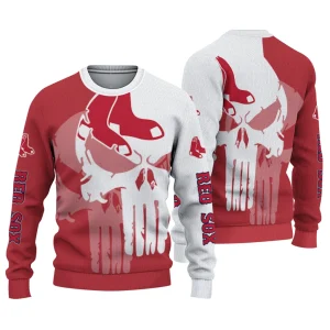 Boston Red Sox Skull Punisher Ugly Christmas Sweater For Fans