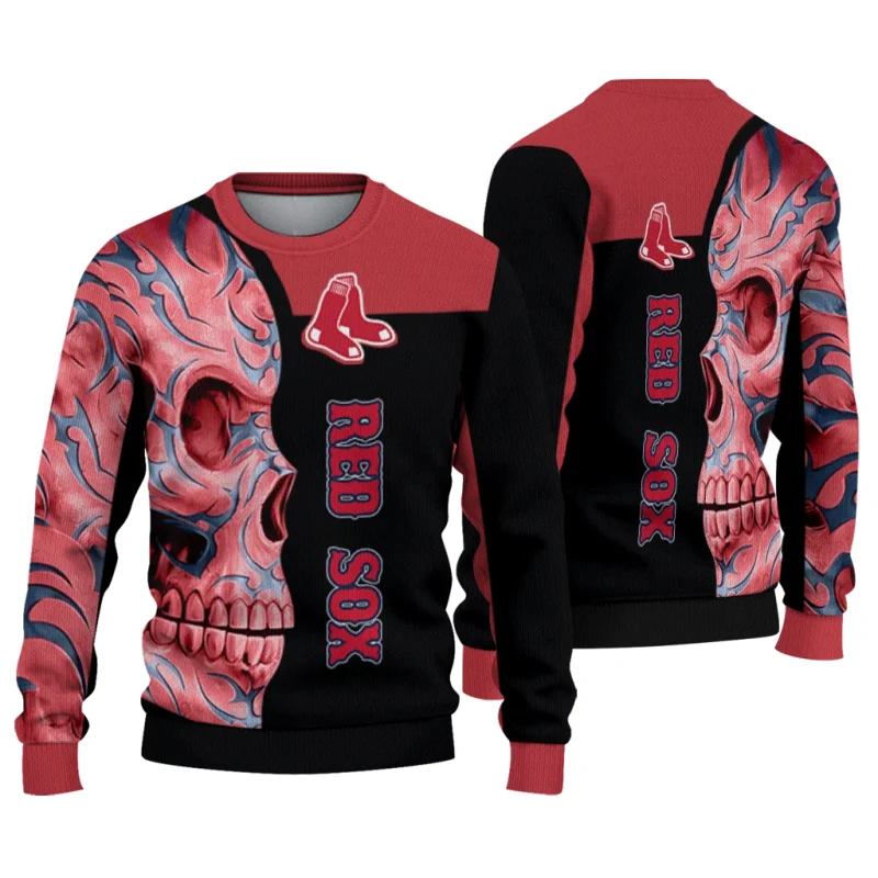 Boston Red Sox Skull Swirl Ugly Sweater 1