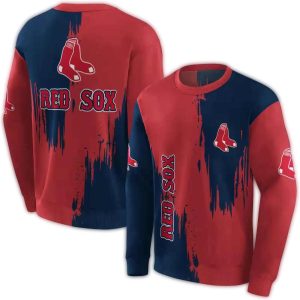 Boston Red Sox Splatter Effect All Over Print Sweatshirt