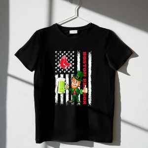 Boston Red Sox St Patrick'S Day Leprechaun T-Shirt With Clover & Beer Mug