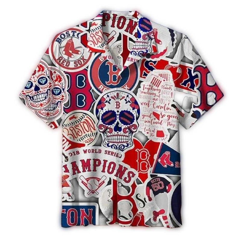 Boston Red Sox Sugar Skull Champions Hawaiian Shirt for Fans