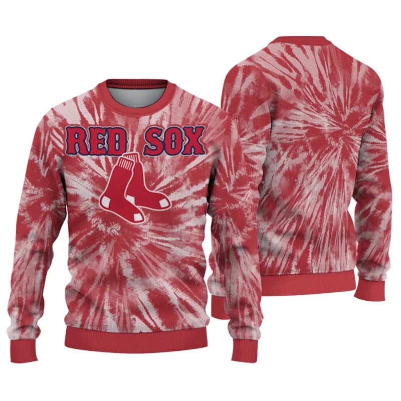 Boston Red Sox Tie Dye Pattern Ugly Sweater 1