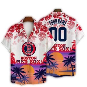 Personalized Boston Red Sox Tropical Sunset Hawaiian Shirt for Fans