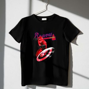 Atlanta Braves Captain America Crossover T-Shirt With Team Colors & Shield