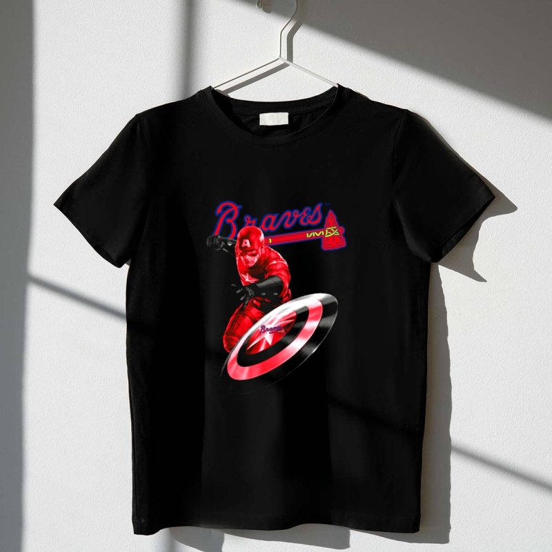 Atlanta Braves Captain America Crossover T-Shirt With Team Colors & Shield