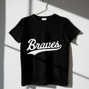 Distressed Script Braves T-Shirt For Stylish Sports Fans