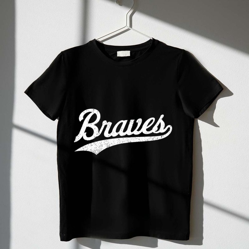 Distressed Script Braves T-Shirt For Stylish Sports Fans