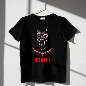 Black Panther Mask Crossover T-Shirt For Braves Fans - Unique Fan Apparel