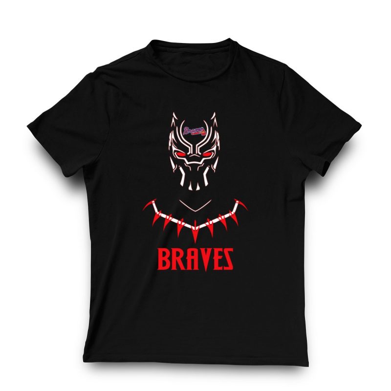 Black Panther Mask Crossover T-Shirt For Braves Fans - Unique Fan Apparel - Image 3