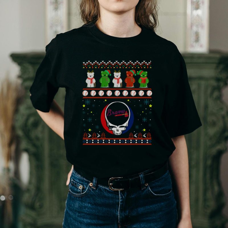 Grateful Dead Bears Baseball T-Shirt For Braves Fans - Holiday Style - Image 2