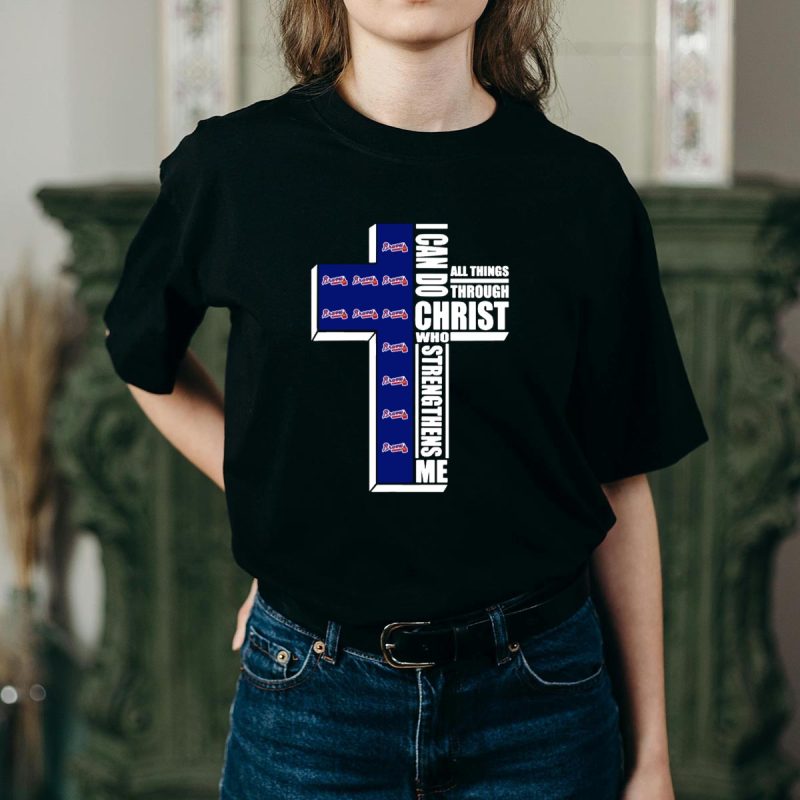 Braves 'I Can Do All Things' Inspirational Cross T-Shirt - Image 2