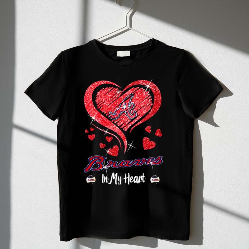 Sparkling Heart T-Shirt For Braves Fans – Love & Team Spirit