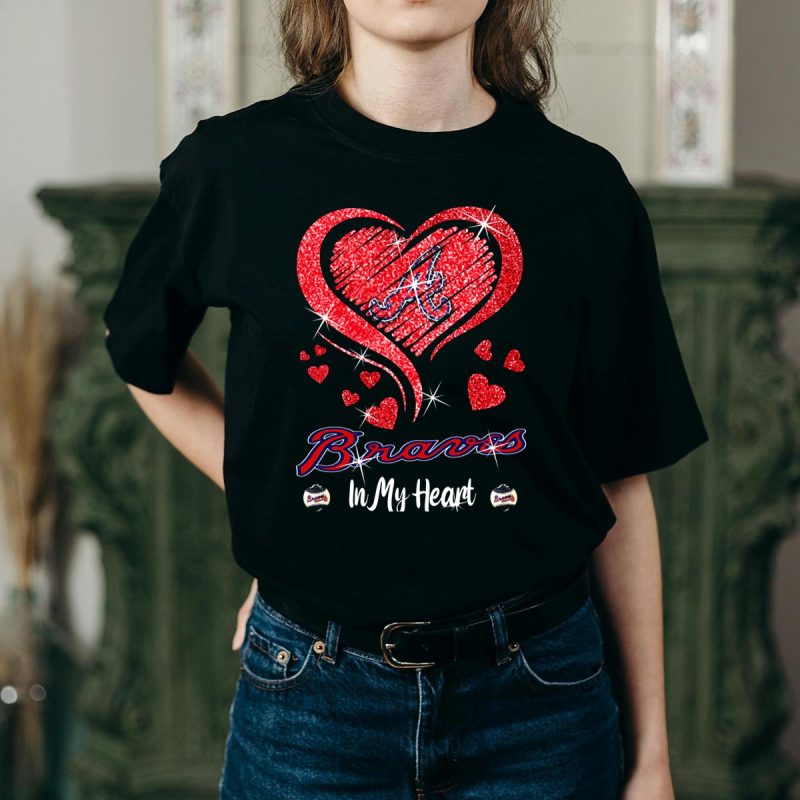 Sparkling Heart T-Shirt For Braves Fans – Love & Team Spirit - Image 2