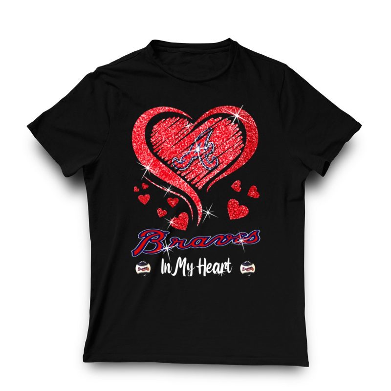 Sparkling Heart T-Shirt For Braves Fans – Love & Team Spirit - Image 3