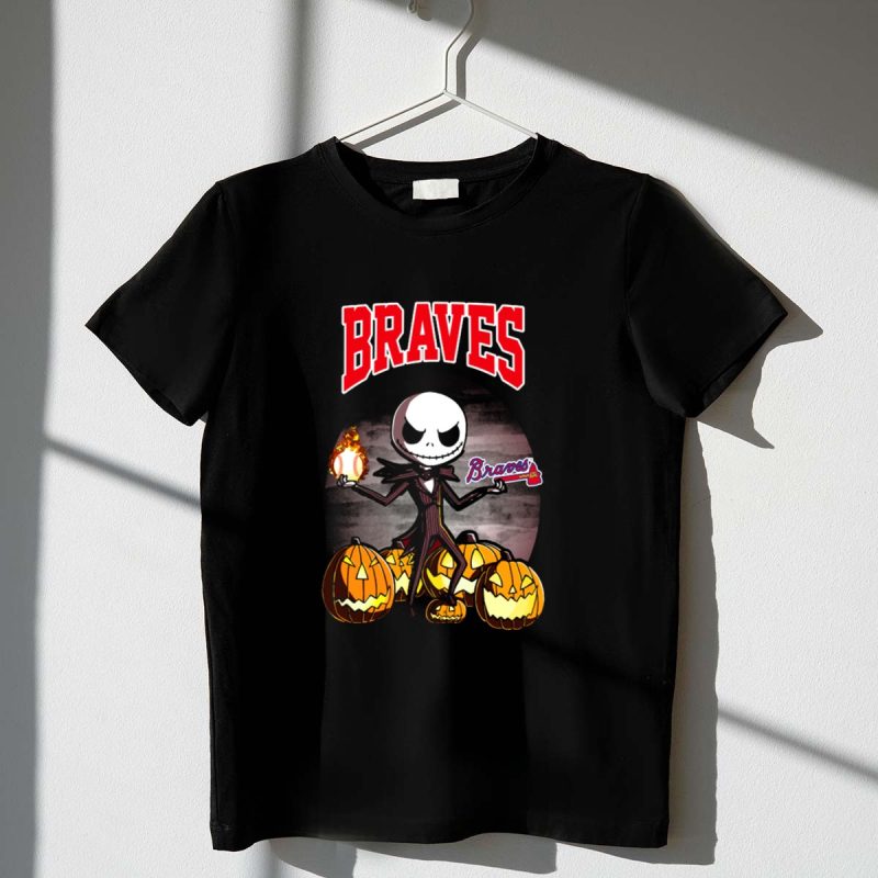 Braves Jack Skellington Halloween Pumpkins Baseball T-Shirt For Fans