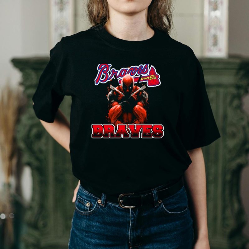 Atlanta Braves Deadpool Crossover T-Shirt For Marvel Fans - Image 2