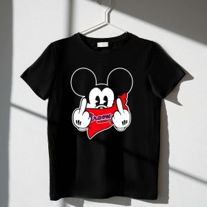 Mickey Mouse Fan Art T-Shirt With Red Bandana For Braves Fans