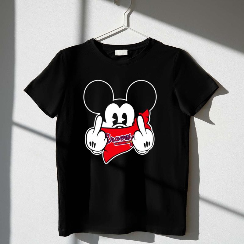 Mickey Mouse Fan Art T-Shirt With Red Bandana For Braves Fans