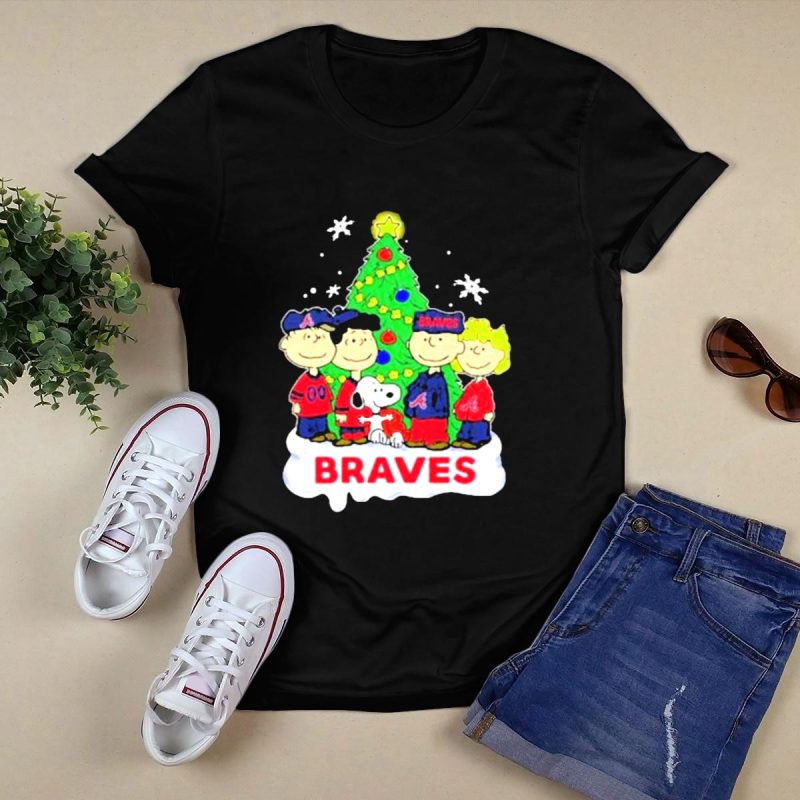 Braves Peanuts Snoopy Christmas Tree T-Shirt – Charlie Brown & Friends - Image 5