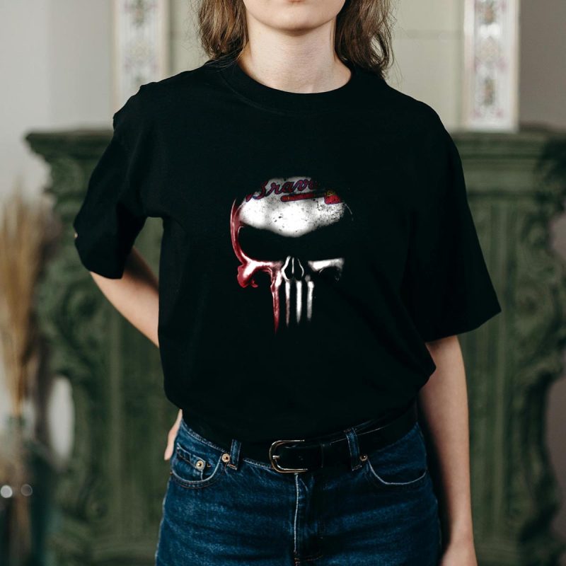 Atlanta Braves Punisher Skull T-Shirt For Fans - Stylish & Unique Design - Image 2
