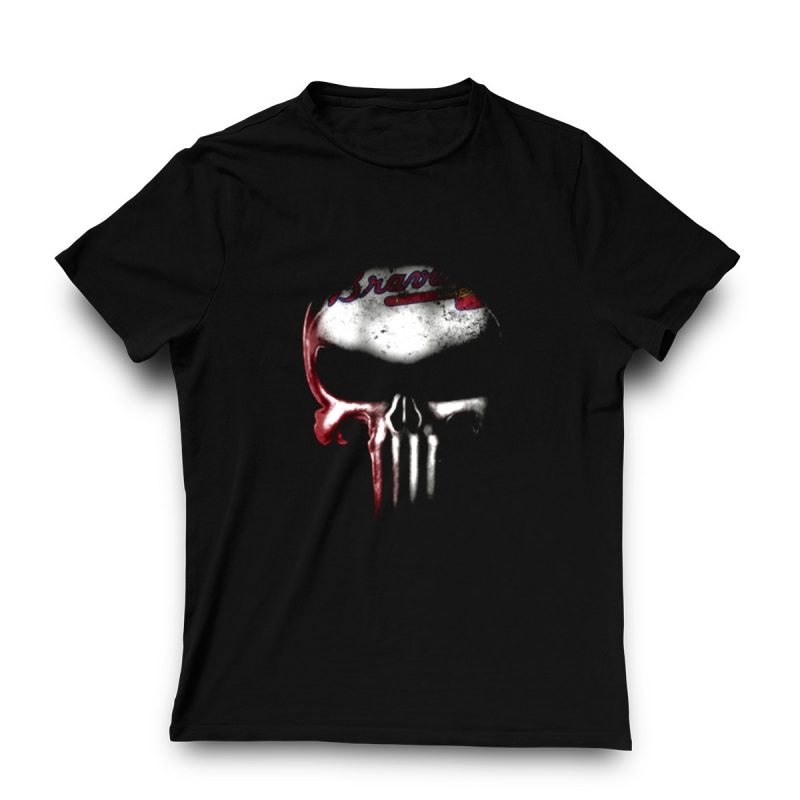 Atlanta Braves Punisher Skull T-Shirt For Fans - Stylish & Unique Design - Image 3