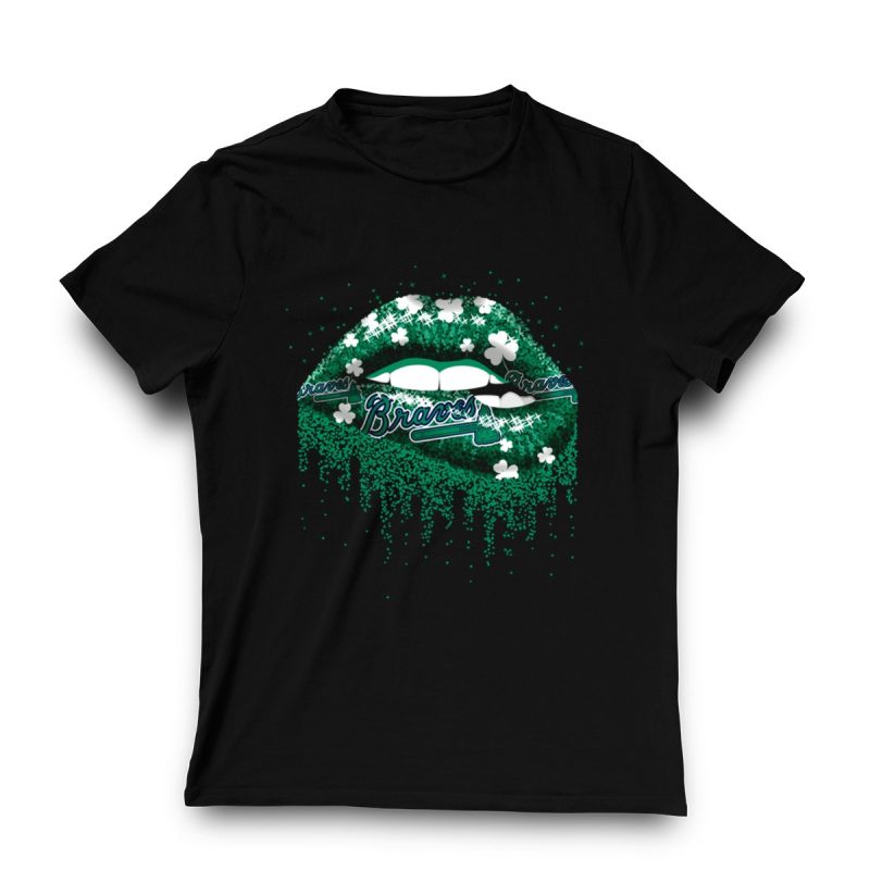 Braves Shamrock Lips Dripping Clovers T-Shirt For St Patrick'S Day - Image 3