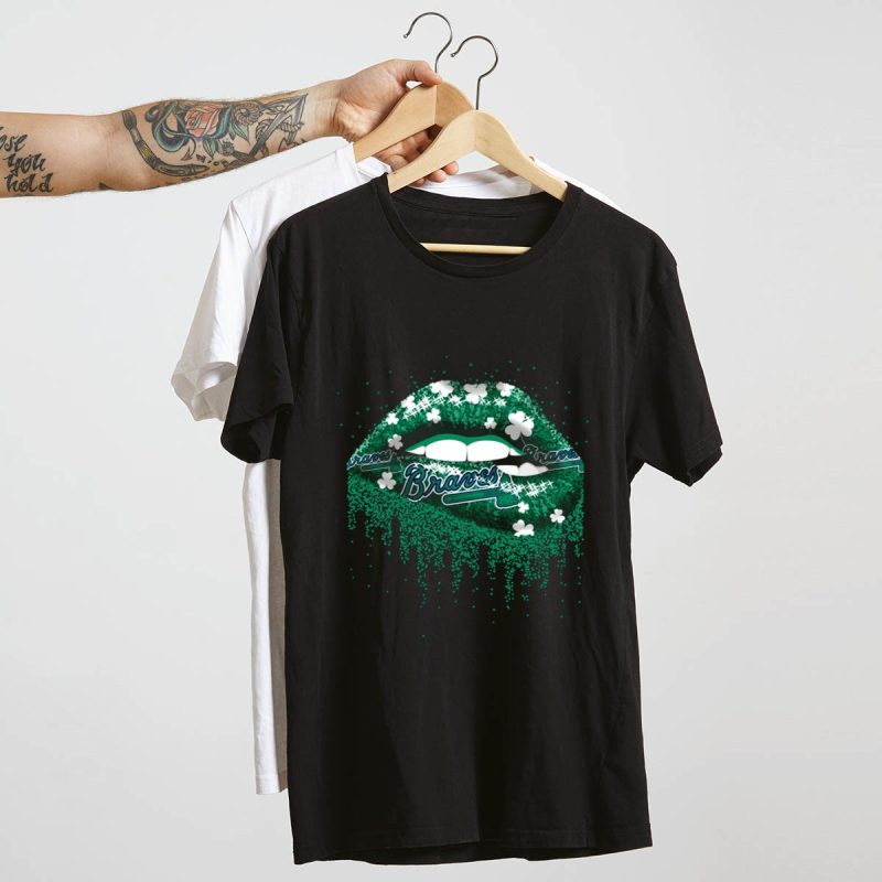 Braves Shamrock Lips Dripping Clovers T-Shirt For St Patrick'S Day - Image 4