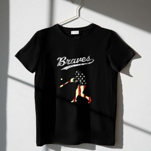 Vintage Usa Flag Braves Baseball T-Shirt For Casual Style