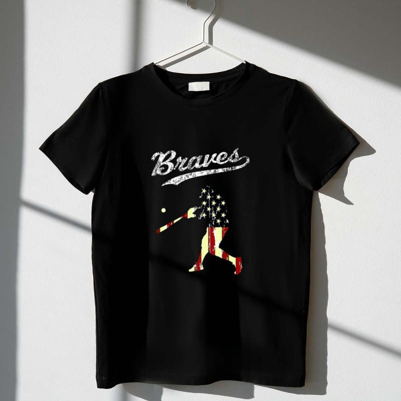 Vintage Usa Flag Braves Baseball T-Shirt For Casual Style