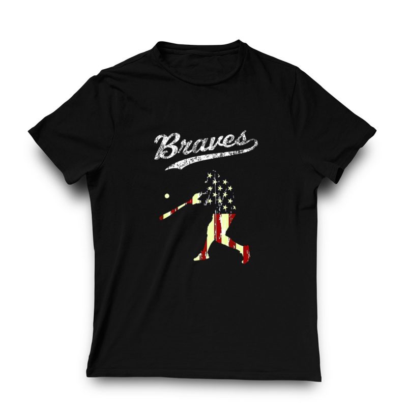 Vintage Usa Flag Braves Baseball T-Shirt For Casual Style - Image 3