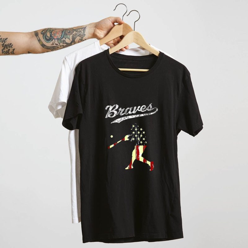 Vintage Usa Flag Braves Baseball T-Shirt For Casual Style - Image 4