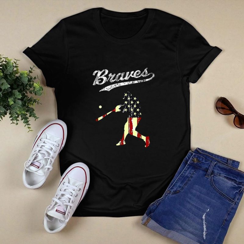 Vintage Usa Flag Braves Baseball T-Shirt For Casual Style - Image 5