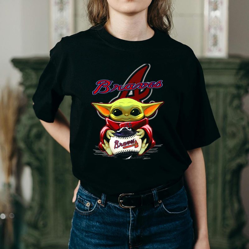 Atlanta Braves Yoda Baseball Graphic T-Shirt - Fun Mlb Fan Apparel - Image 2