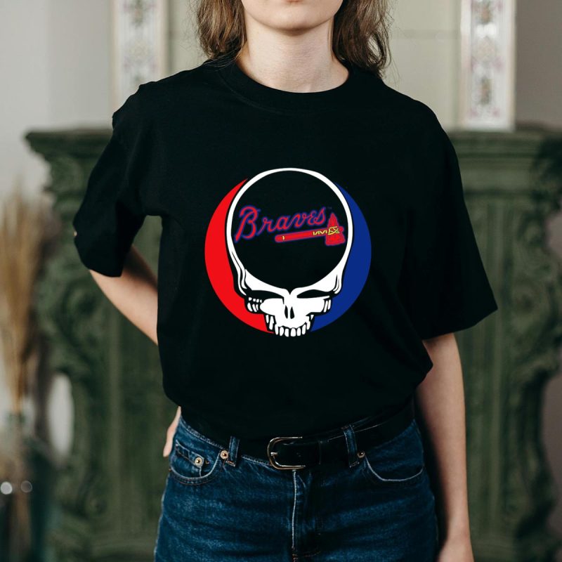 Braves Grateful Dead Skull Logo Mashup T-Shirt - Unique Graphic Tee - Image 2