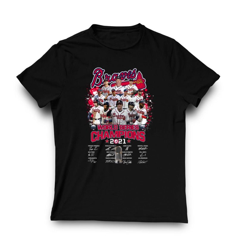 2021 Braves World Series Champions Signature T-Shirt For Fans - Image 3