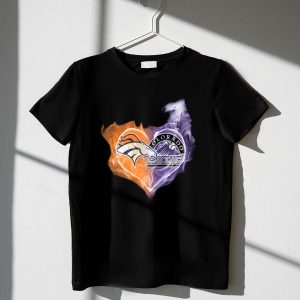 Denver Broncos Colorado Rockies Heart Logo Nfl Smoke T-Shirt