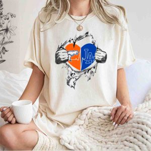 Broncos Dodgers Heart Graphic T-Shirt For Fans