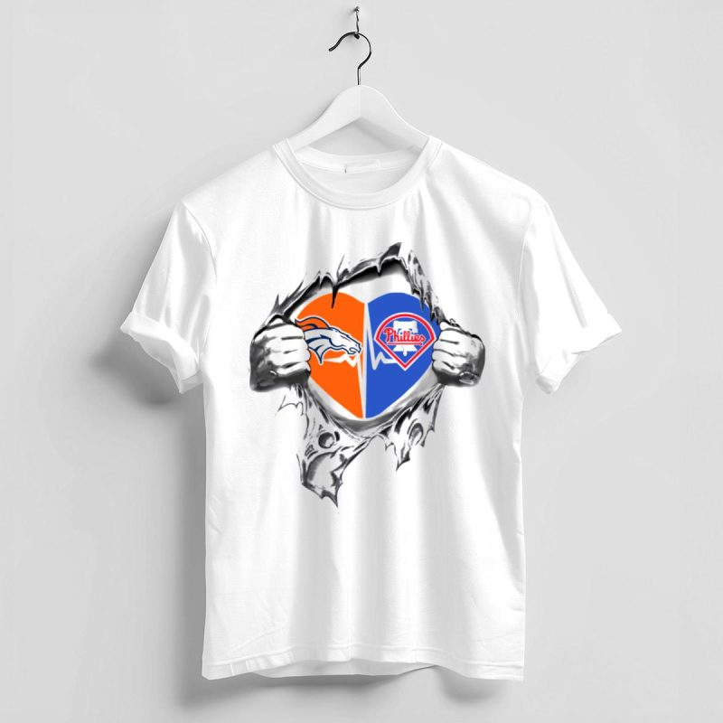 Unique Heart Rip Broncos Phillies T-Shirt - Perfect Fan Apparel for Sports Enthusiasts - Image 4
