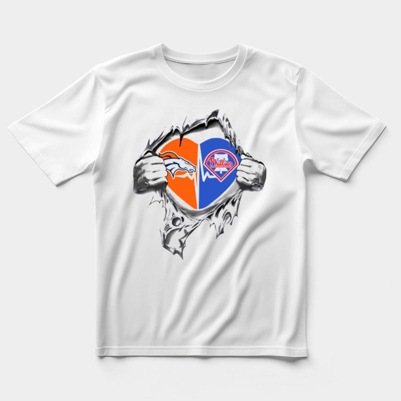 Unique Heart Rip Broncos Phillies T-Shirt - Perfect Fan Apparel for Sports Enthusiasts - Image 5