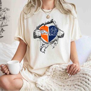 Broncos Yankees Heart Graphic T-Shirt For Fans