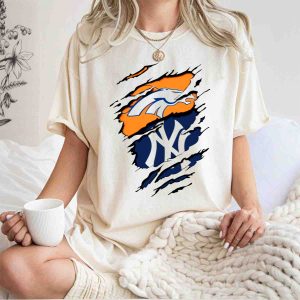 Broncos Yankees Logo Mashup T-Shirt – Unique Sports Fan Tee
