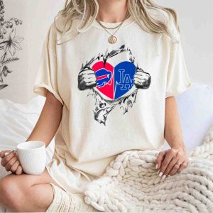 Buffalo Bills & Los Angeles Dodgers Heart T-Shirt For Fans
