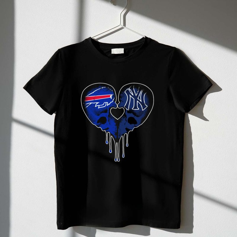Buffalo Bills New York Yankees Skull Heart Love T Shirt t shirt 1 1