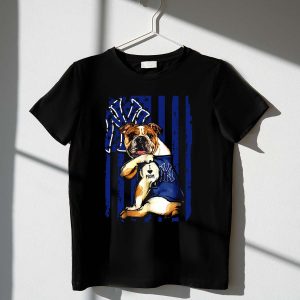 Bulldog I Love Mom New York Yankees T-Shirt For Baseball Fans