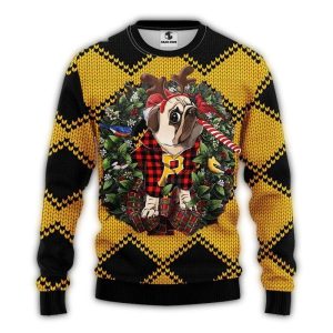 Bulldog Pirate Wreath Christmas Ugly Sweater for Festive Fun
